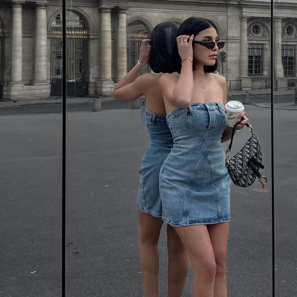 Zara TRF strapless denim dress - Picture 3 of 16